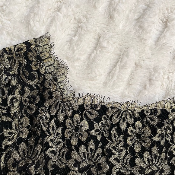 Diane Von Furstenberg Zarita Gold and Black Lace 3/4 Sleeve Dress - Picture 10 of 16